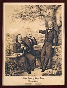 Justinus Kerner mit Gustav Schwab u. Ludwig Uhland: Lithographie v. Breitschwert um 1850