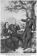Justinus Kerner mit Gustav Schwab und Ludwig Uhland, Lithographie v. Breitschwert um 1850