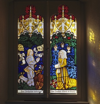  Eberhard im Bart und Barbara Gonzaga aus Mantau, Sakristeifenster [Copyright: Landesmedienzentrum Baden-Württemberg] 