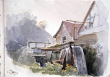 Mühle bei Schlattstall 1854 - Aquarell von Kallee