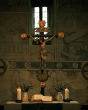 Rappach: Ev. Kirche innen, Kruzifix im Chor 1993