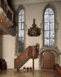 Waldbach: Ev. Dorfkirche, Kanzel und Fenster 1993