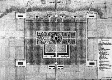 Stuttgart-Hohenheim: Plan des Schlosses, "Hohenheim-gravé par J.Seybold" 1778