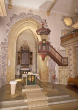Schrozberg: ev. Pfarrkirche, Chor: Altar und Kanzel 2004