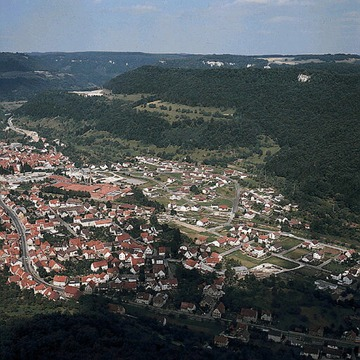 Echaztal: Blick vom Giesstein auf Honau - Unterhausen 1974
