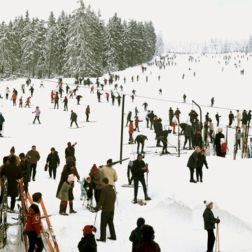 Skifahren bei Unterhausen, Kr. Reutlingen 1972