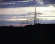 Sonnenuntergang mit Strommasten bei Aichelberg 1992