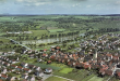Pleidelsheim: Luftbild vom Ortskern mit Neckar 1971