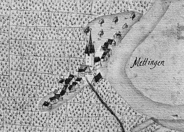 Mettingen 1686 - Ausschnitt aus der Kieserschen Forstkarte Nr. 261
