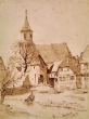 Beutelsbach: Kirche mit Friedhof: Zeichnung 1883