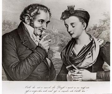 Johann Peter Hebel und die Markgräflerin Vreneli, um 1814
