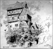 Altensteig: Altes Schloss - Federzeichnung von Karl Weysser, 1877