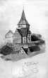 Beihinger Dorfkirche - Aquarell von Eduard von Kallee, 1854