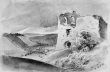 Bissingen an der Teck: Ruine Rauber - Aquarell von Eduard von Kallee, 1854