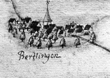 Bertlingen (Börtlingen) - Ansicht aus der Kieserschen Forstkarte Nr. 266 von 1686