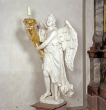 Engelsfigur als Leuchter, barock in St. Landelin, Ettenheimmünster 1992