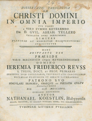 Dissertatio Theologica De Christi Domini In Omnia Imperio