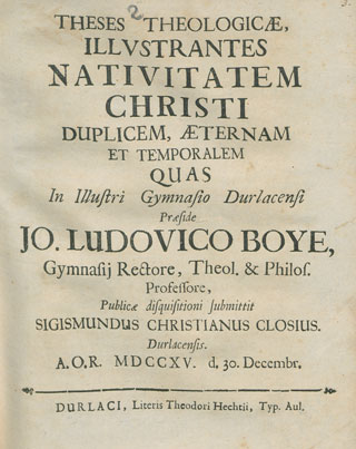 Theses Theologicæ, Illvstrantes Nativitatem Christi Duplicem, Æternam Et Temporalem
