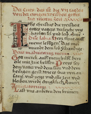 Deutsches Gebet- und Tagzeitenbuch mit einzelnen lateinischen Texten