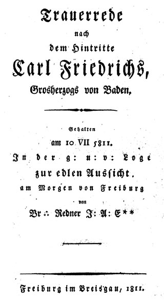 Trauerrede nach dem Hintritte Carl Friedrichs, Grosherzogs von Baden