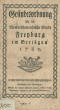 Gesindesordnung für die Vorderösterreichische Stadt Freyburg im Breisgau 1782