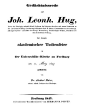 Hug, Johann Leonhard