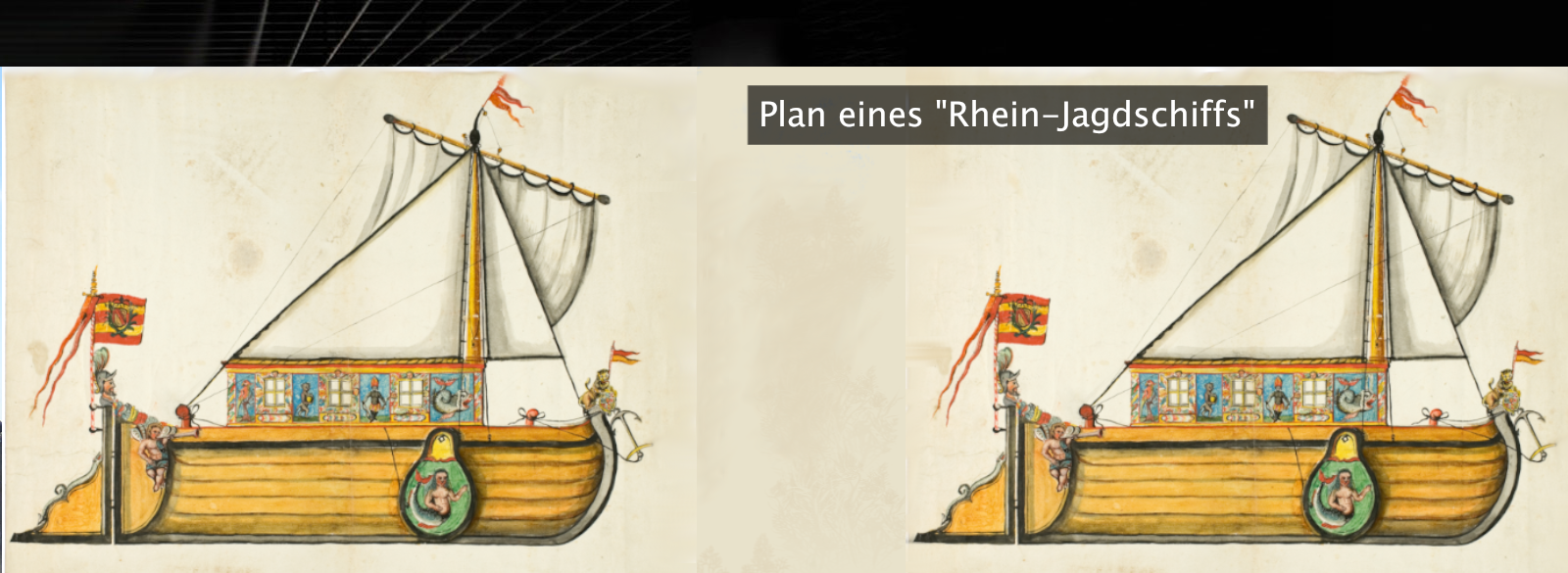 Plan eines Rhein-Jagdschiffs (Generallandesarchiv Karlsruhe)