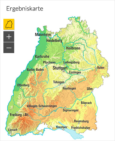 Übersichtskarte von Baden Württemberg - Zugang zum Kartenmodul